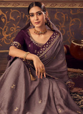 Lavender Designer Chinnon Saree